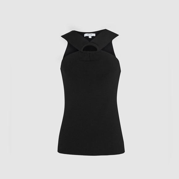REISS Katya D-Ring Halterneck Top in Black Size Small - Picture 7 of 16